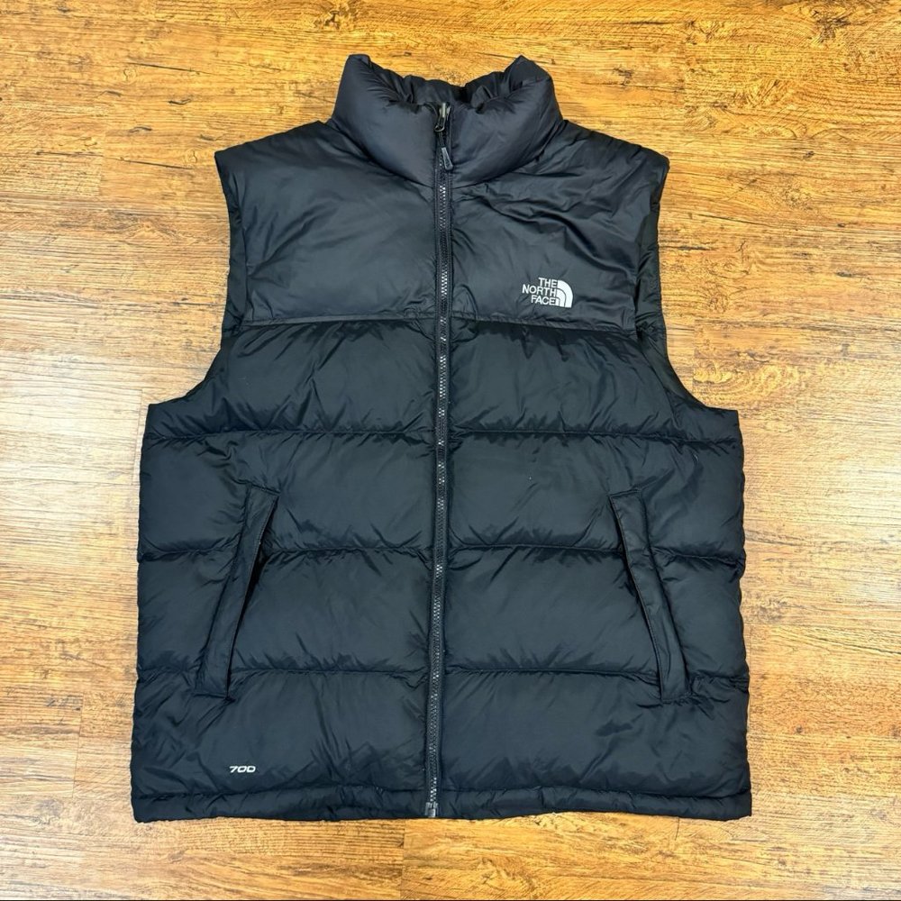 The North Face Nuptse Black Goose Down Full Zip 700 Puffer Jacket Vest Men's L